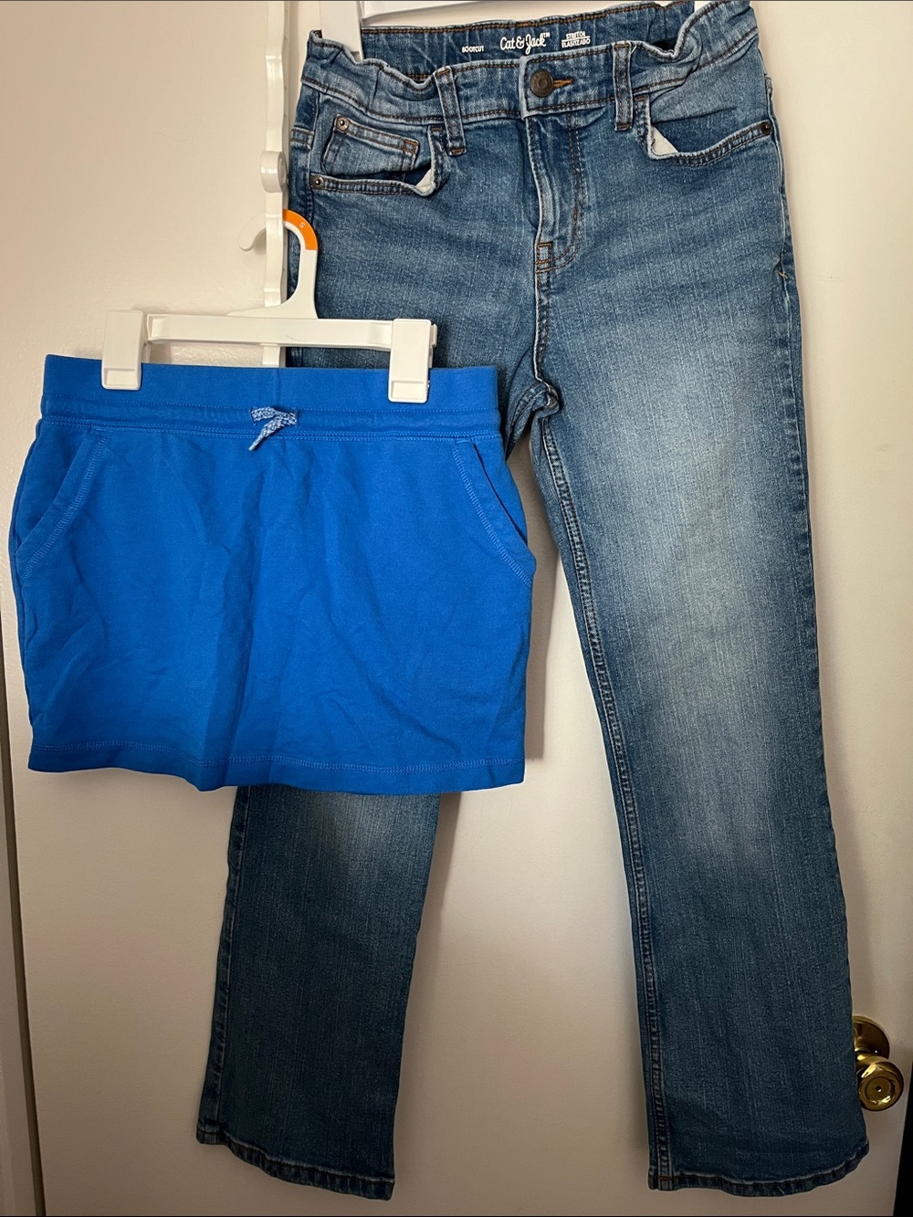 Cat & Jack Boot Cut Denim Jeans Adjustable Waist + Tennis Skirt Boston Traders